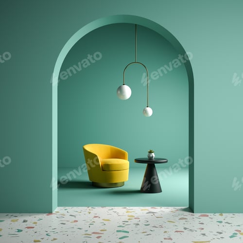 Preview: Modern Armchair and Side Table in a Room