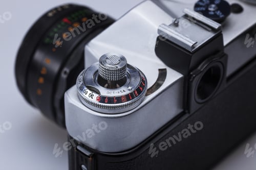 Preview: Closeup of old retro film camera lens