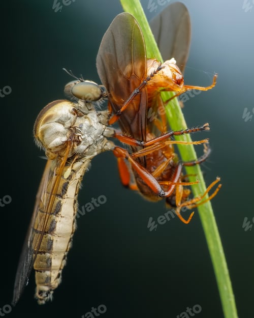 Preview: robberfly with prey