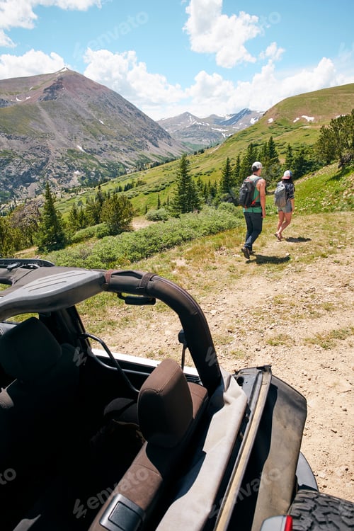 Preview: Road trip couple hiking in Rocky Mountains, Breckenridge, Colorado, USA