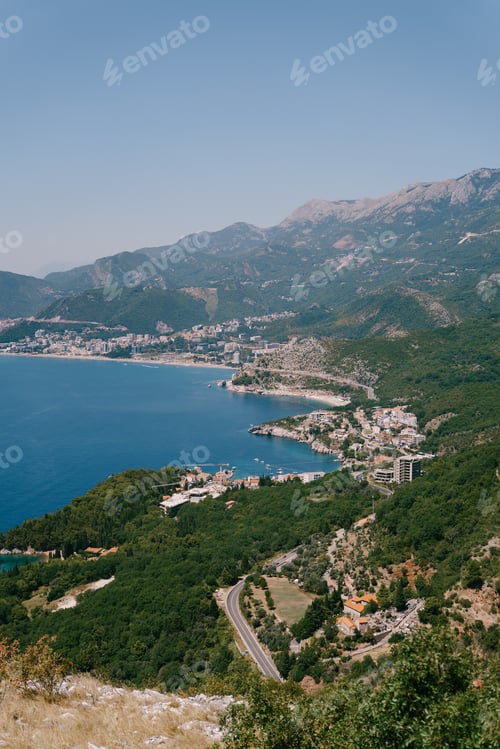 Preview: Resort town on the mountain coast near the blue sea