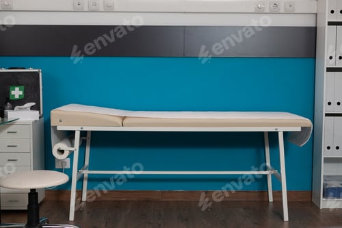 Preview: Empty professional cabinet with bed for consultations