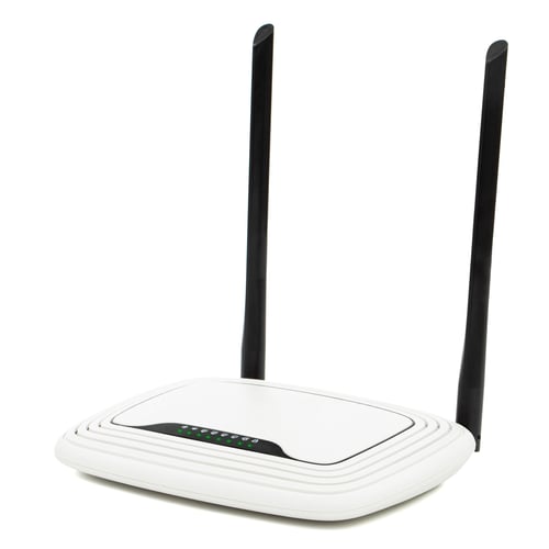 Preview: WI-FI wireless router with working luminous indicators, wireless data technology, isolated on white