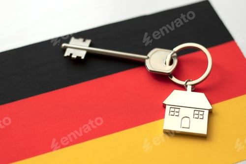 Preview: House with the flag of Germany. Immigration.