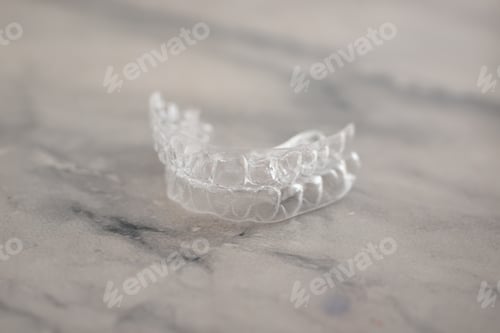 Preview: Closeup shot of an invisible orthodontic for aligning teeth