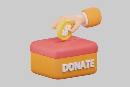Preview: Cartoon donation box with coin