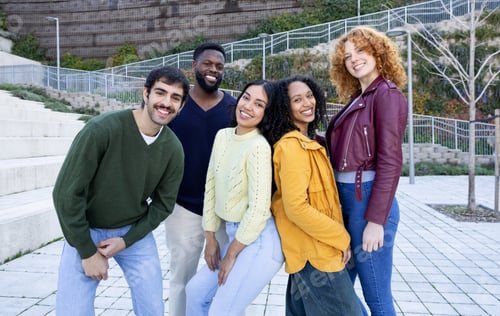 Preview: Confident young team posing together with relaxed attitude