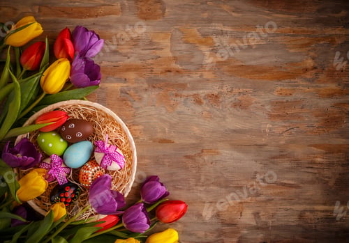 Preview: Easter eggs and tulips