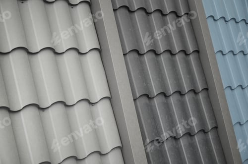 Preview: Roof templates from metal tile. Several roof cover pieces