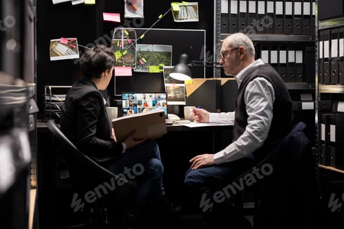 Preview: Team of private investigators meeting with police associates on video call