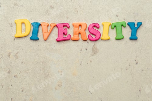 Preview: Series "Conceptual words": word "Diversity" in colorful plastic letters