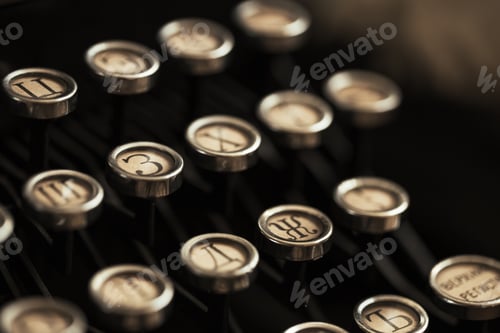 Preview: Detail of the keyboard of a typewriter old black