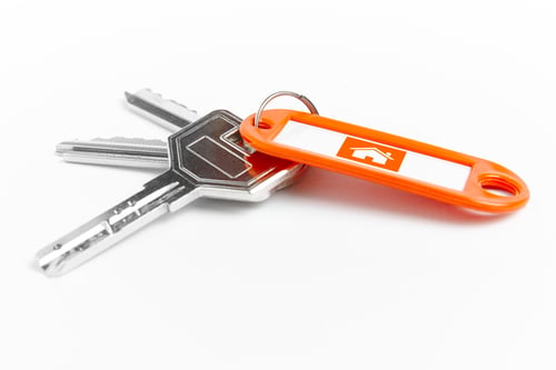 Preview: Key ring with keys over white background. Rent, buy