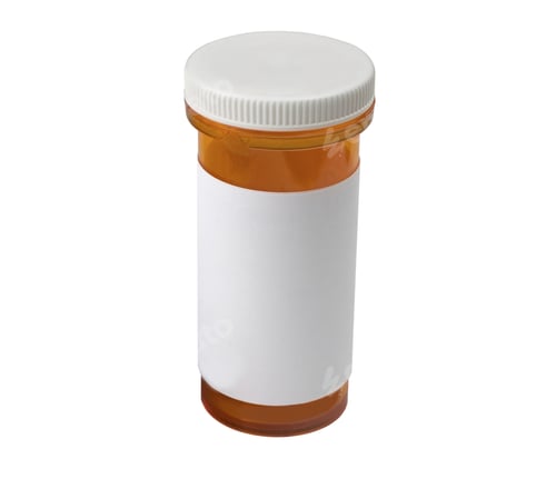 Preview: Amber Pill Bottle with Blank Label Isolated