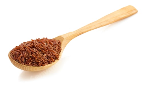 Preview: Red Rice in Wooden Spoon on White