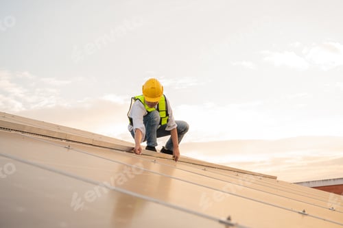 Preview: Engineer working on checking equipment in solar power plant.
