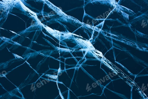 Vista previa: Transparent blue ice with cracks.