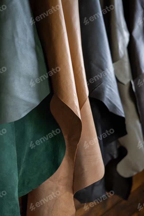 Preview: Genuine leather in different colors close-up