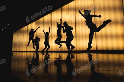 Preview: Adventure and Friendship at Sunset: Silhouetted Group of Friends Embrace Nature's Beauty