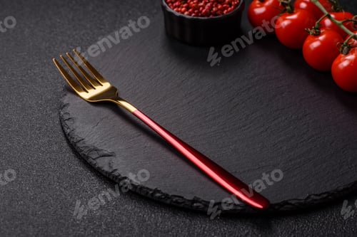 Preview: Empty plate with fork, cutlery for dinner table
