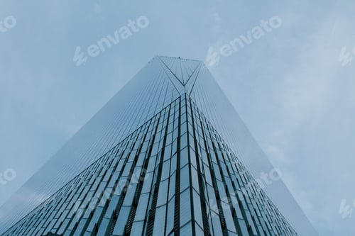 Preview: A low angle shot of a tall skyscraper business building in NYC