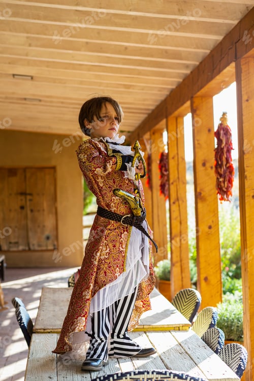 Preview: Young boy dressed as a pirate.