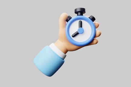 Preview: Hand holding cartoon stopwatch asset