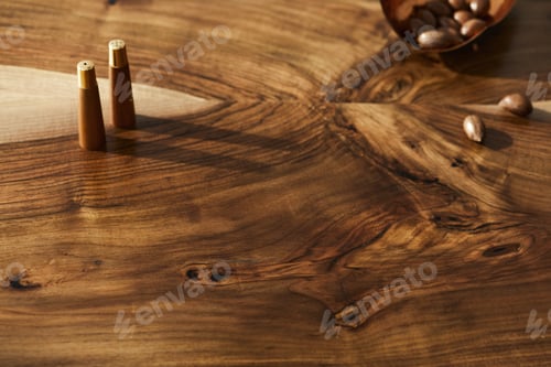 Preview: Minimalistic composition brown wooden table