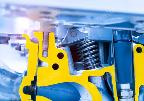 Preview: Metallic Background Of The Internal Diesel Truck Engine Or Car Engine.