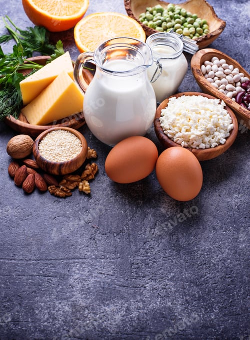 Preview: Set of food that is rich in calcium.