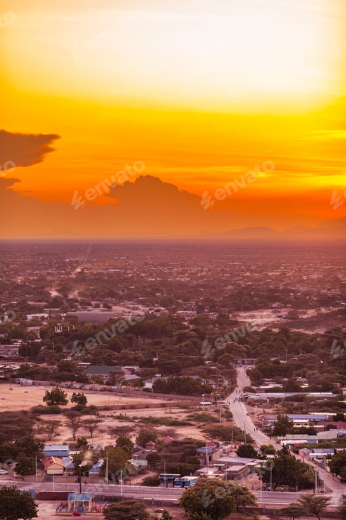 Preview: Kenya East Africa Landscape City Loima Hills Mountains Lodwar Town Turkana County Panoramic Travel