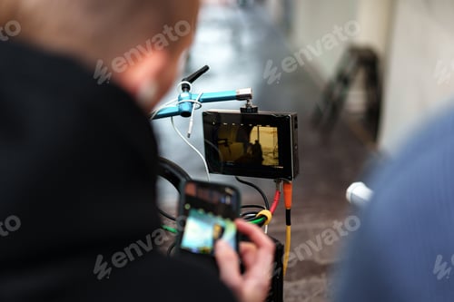 Preview: Professional shooting equipment on film set close up