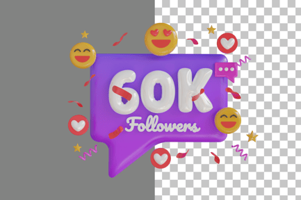 Preview: 60K Followers 3D Icon