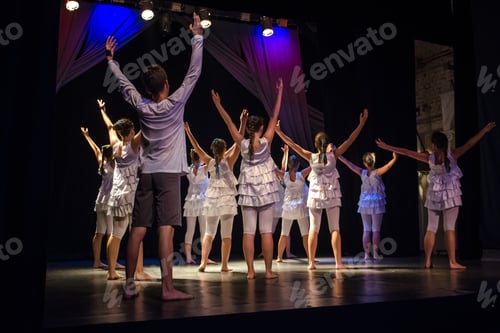 Preview: staging on the stage of a children's theater with actors