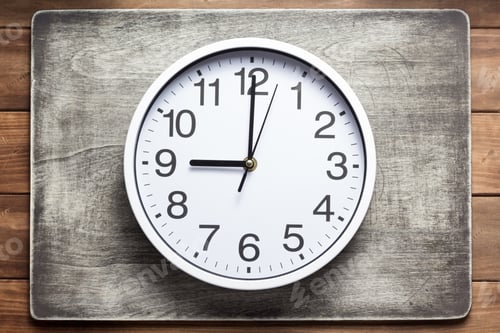Preview: wall clock at wooden background