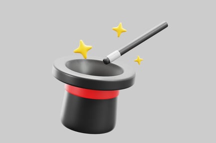 Preview: Top hat with red band, wand, and stars