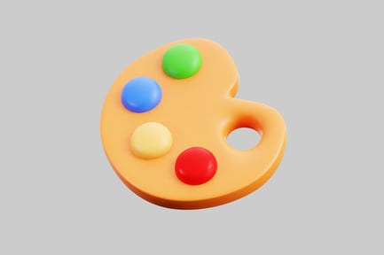 Visualização: Paleta de pintor com pinceladas coloridas