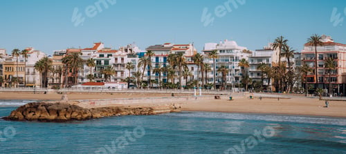 Preview: The beautiful town of Sitges, Spain in a sunny spring day