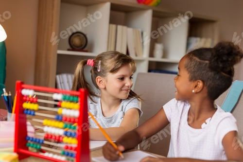 Preview: First grade girls practicing math