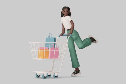 Preview: Woman with shopping cart.