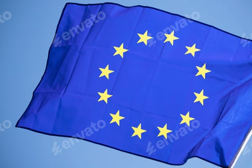 Preview: The flag of Europe waving in the wind