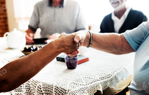 Preview: Casual seniors shaking hands