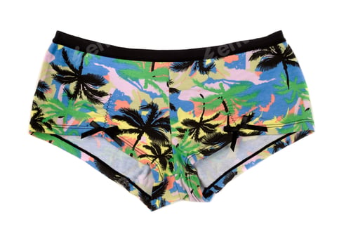 Preview: Pants with pattern of palm trees.