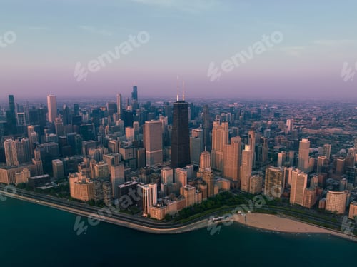 Preview: Aerial view of Chicago at sunrise