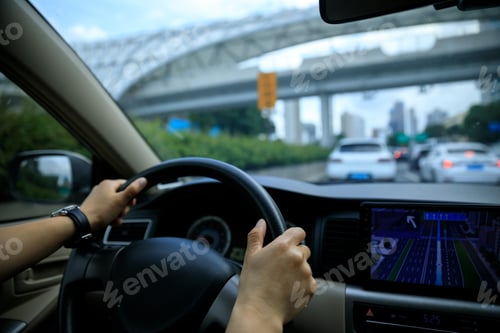 Preview: People driving car on city road