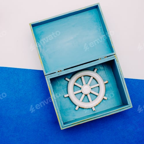 Preview: Ocean souvenirs. Steering wheel. Minimal design.