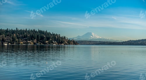 Preview: Majestic Mount Rainier Towers Over Lake Washington Near Seattle.