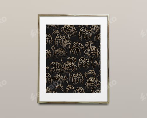 Preview: Gold picture frame mockup illustration