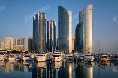Preview: Busan marina with yachts on sunset, South Korea