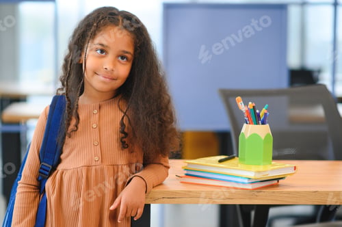 Preview: portrait of african american schoolgirl in classroom